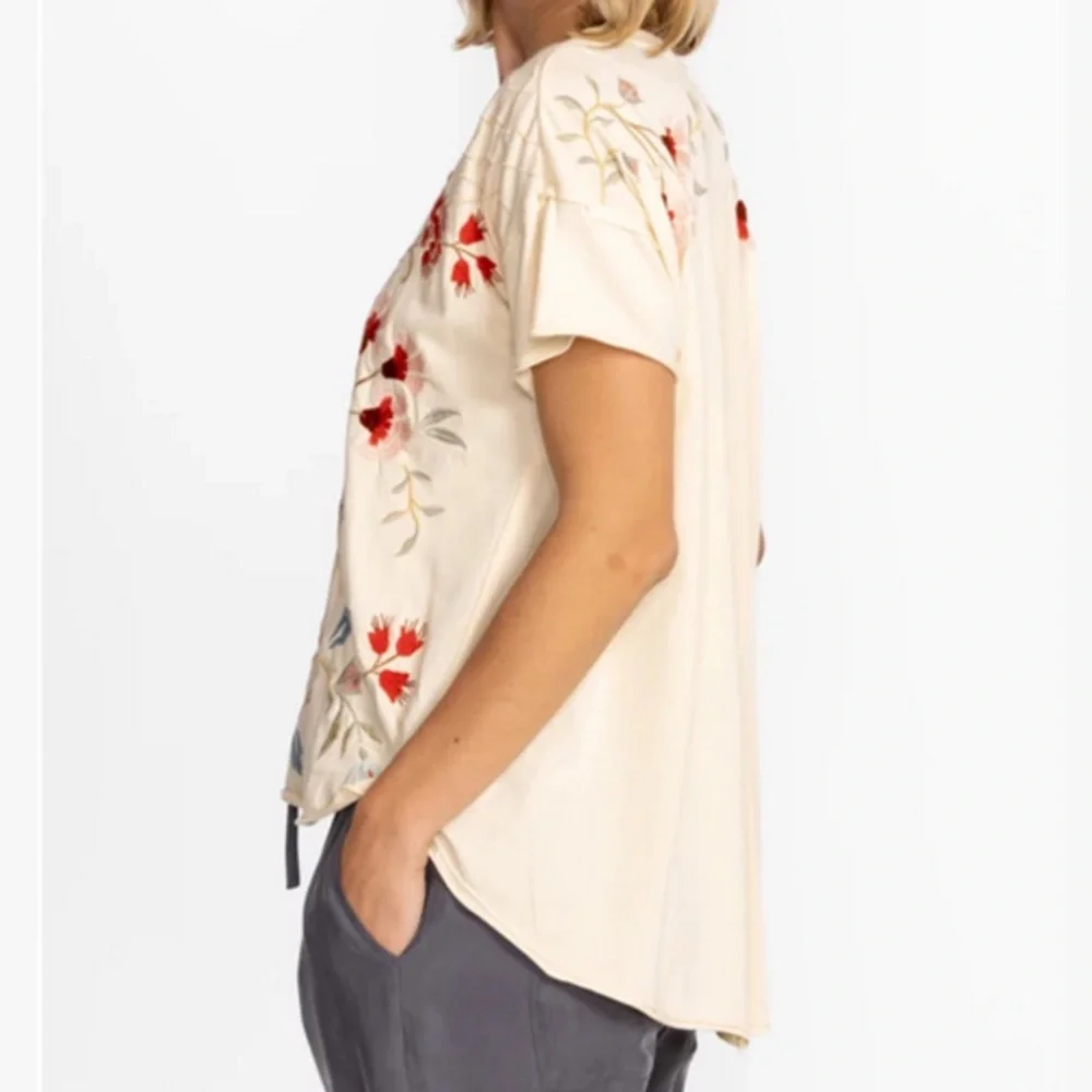 Johnny Was Clara Embroidered Floral Swing Tee